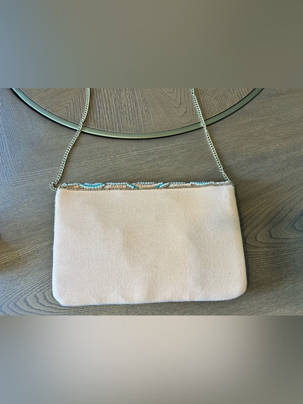 Art deco inspired seed beaded crossbody shoulder bag coral - Picture 5 of 9